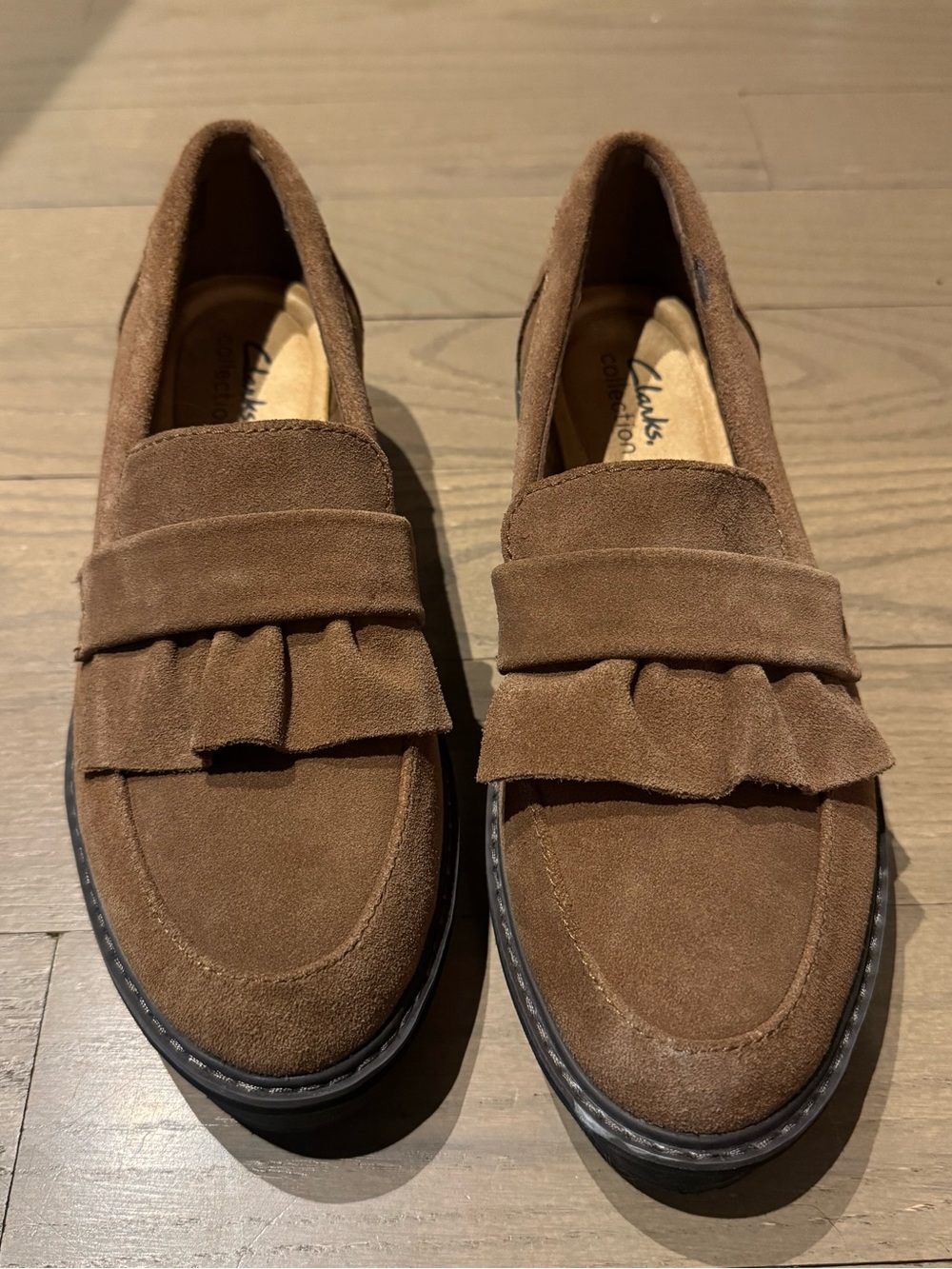 Clarks Women’s Brown Suede Penny Loafers